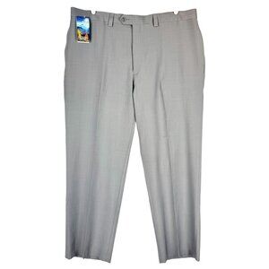 Haggar Men's Classic Fit Flat Front Comfort Waistband Grey Dress Pants 42x30 NWT